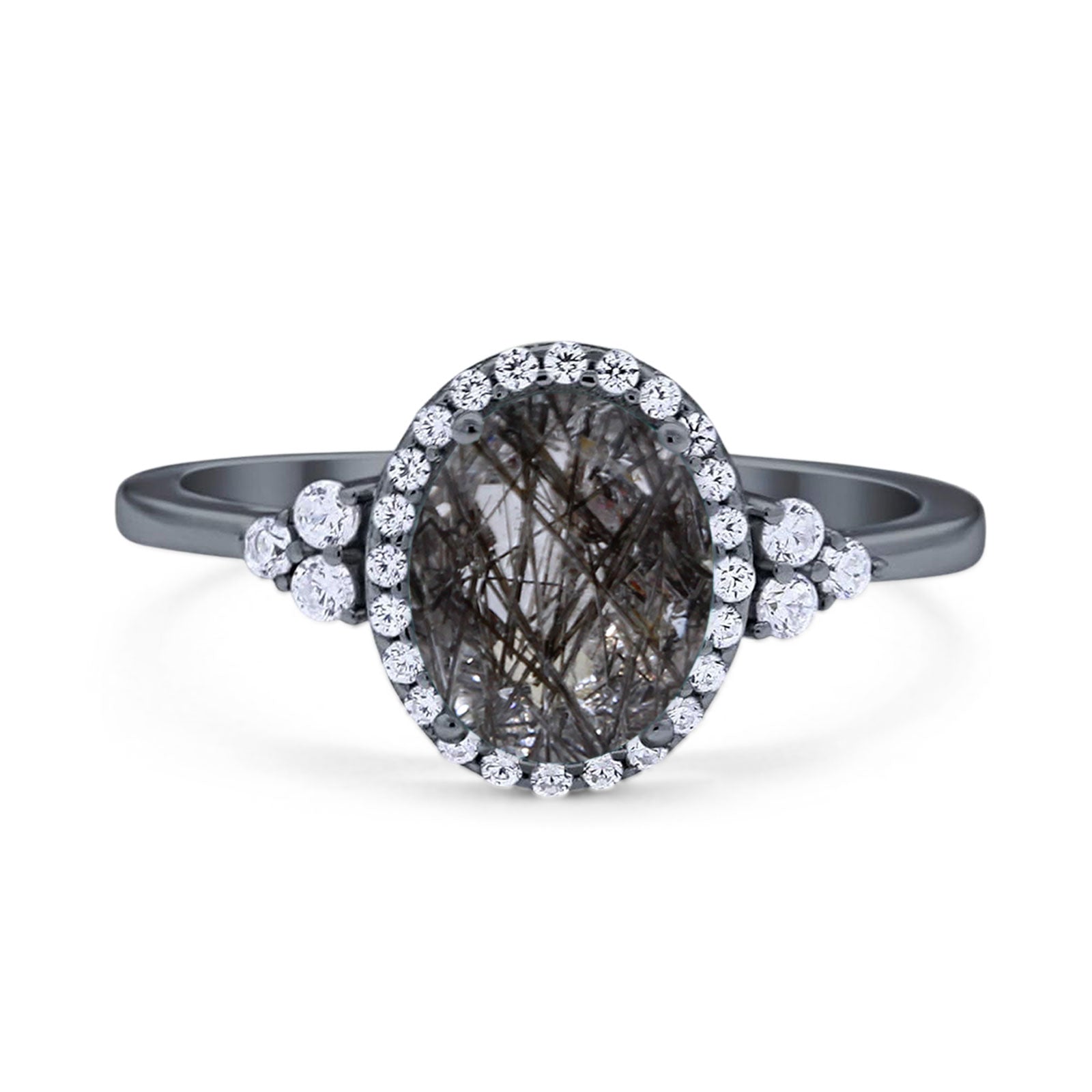 Art Deco Oval Natural Stone Wedding Ring