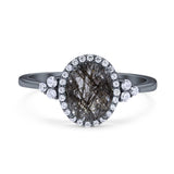 Art Deco Oval Natural Stone Wedding Ring