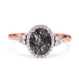 Art Deco Oval Natural Stone Wedding Ring