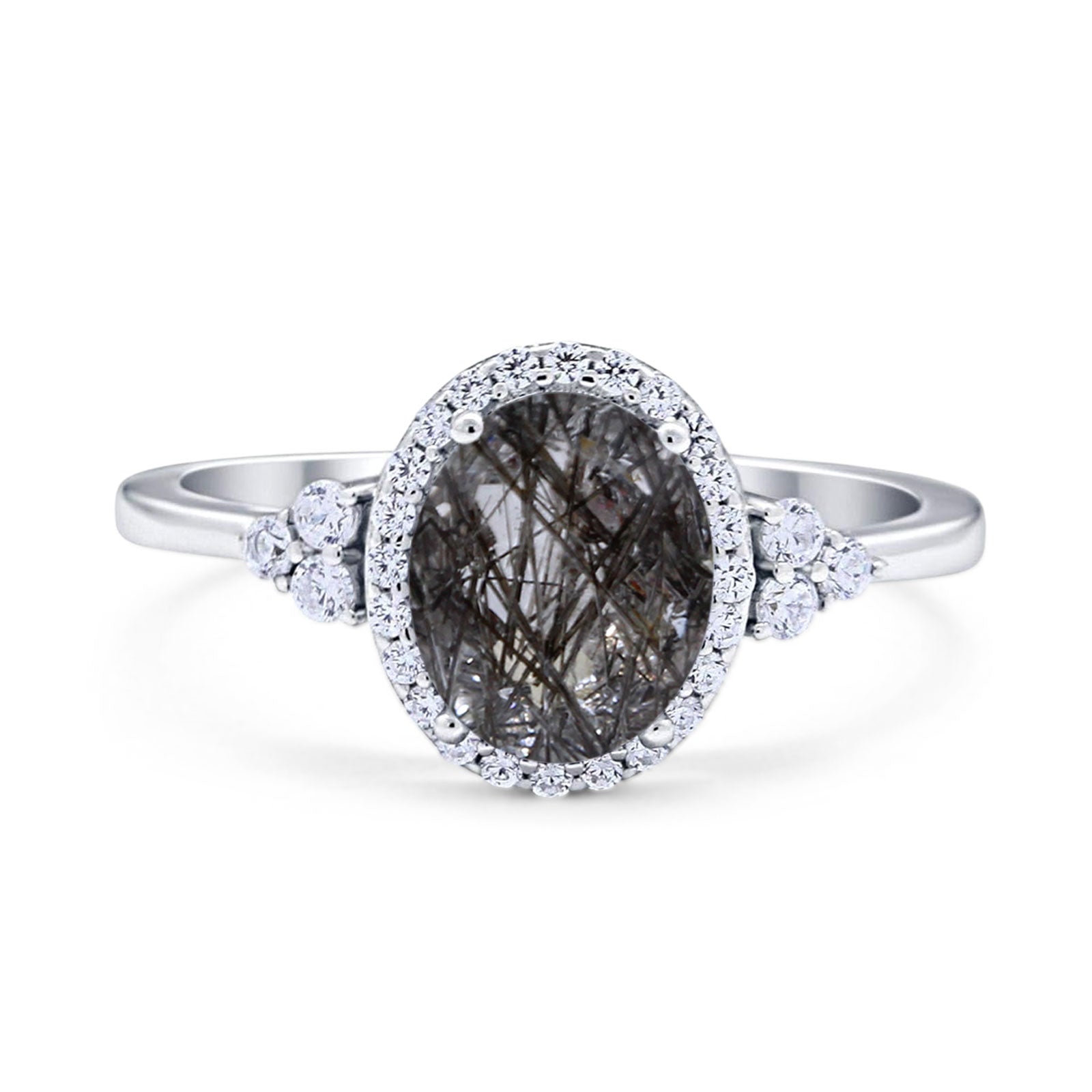 Art Deco Oval Natural Stone Wedding Ring
