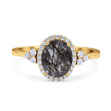 Art Deco Oval Natural Stone Wedding Ring