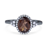 Art Deco Oval Natural Stone Wedding Ring