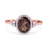 Art Deco Oval Natural Stone Wedding Ring