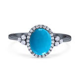 Art Deco Oval Natural Stone Wedding Ring