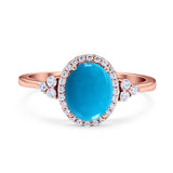 Art Deco Oval Natural Stone Wedding Ring