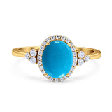 Art Deco Oval Natural Stone Wedding Ring