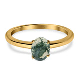 Oval Natural Stone Cathedral Ring
