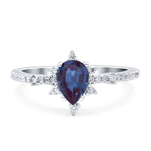 Pear Teardrop Natural Stone Cluster Ring
