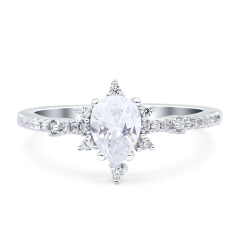 Pear Teardrop Natural Stone Cluster Ring