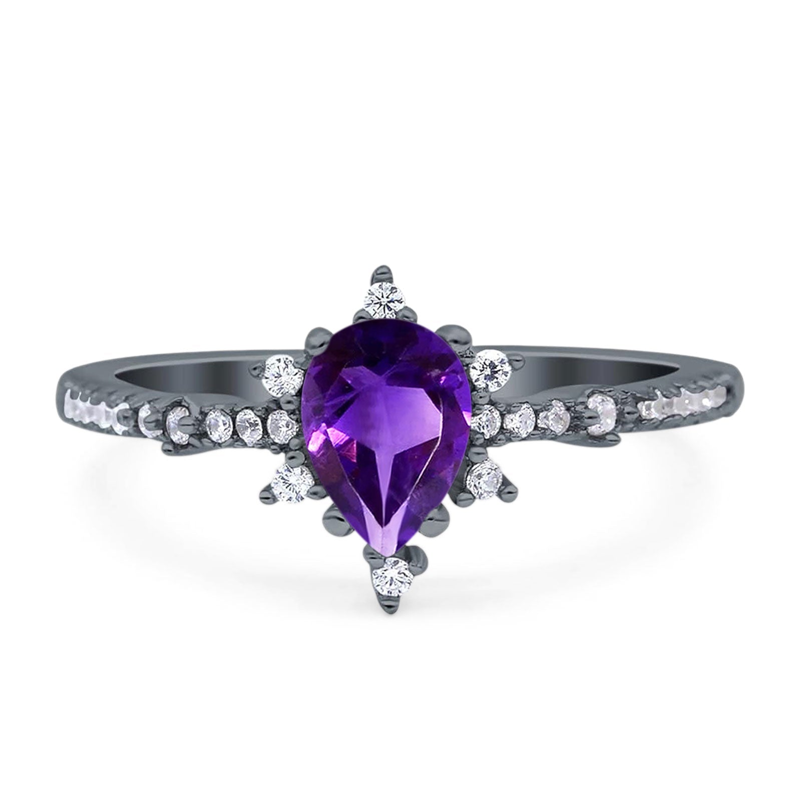 Pear Teardrop Natural Stone Cluster Ring