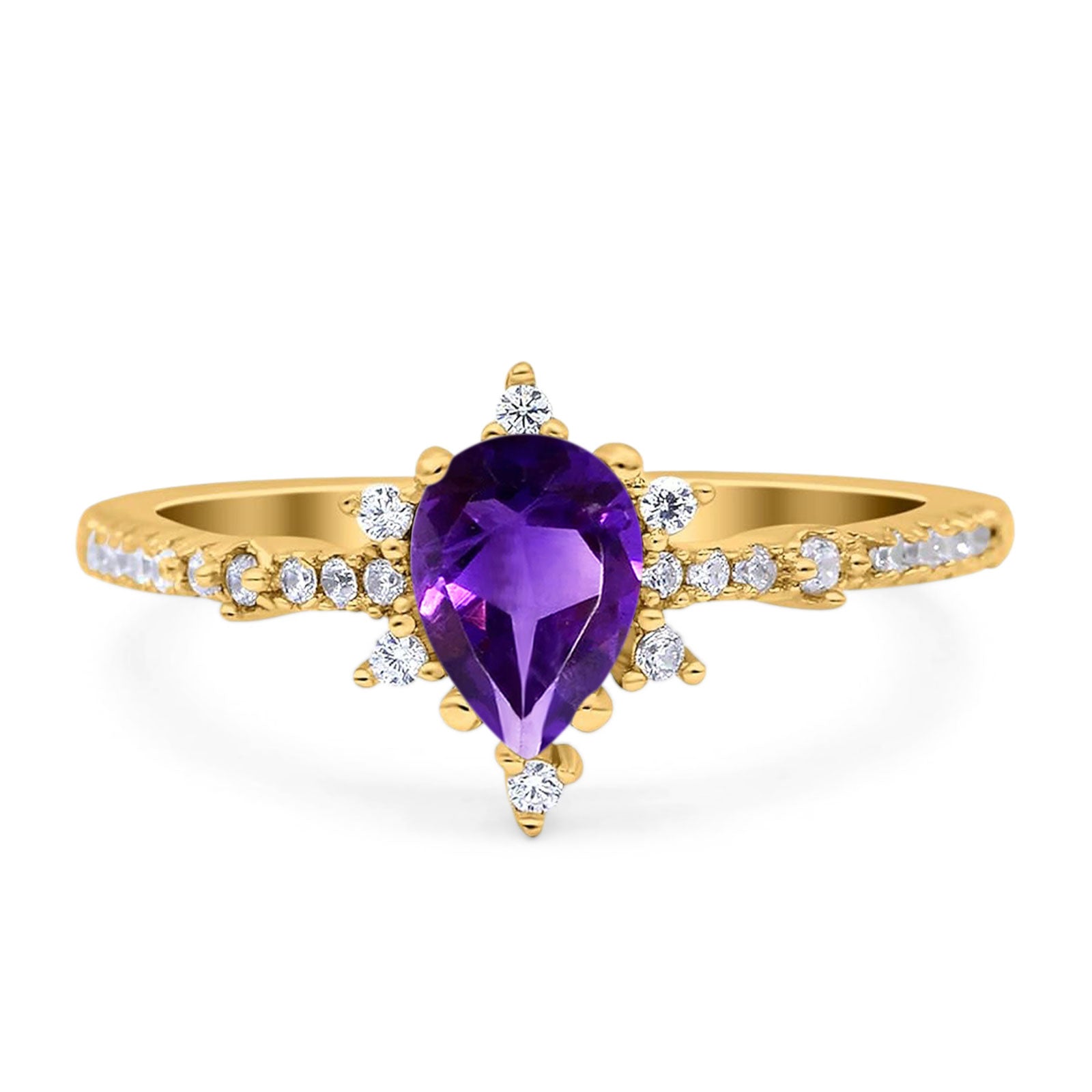 Pear Teardrop Natural Stone Cluster Ring