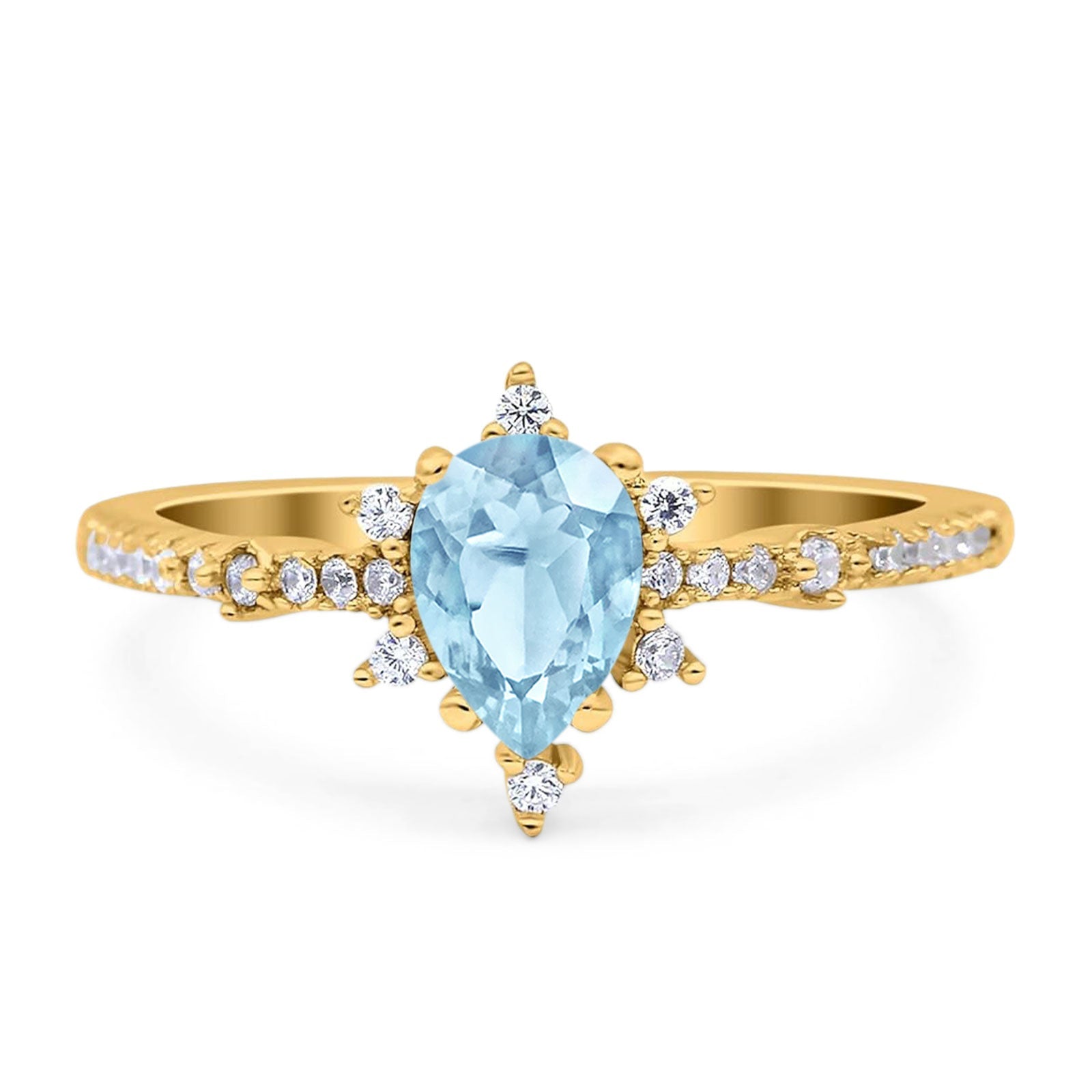 Pear Teardrop Natural Stone Cluster Ring
