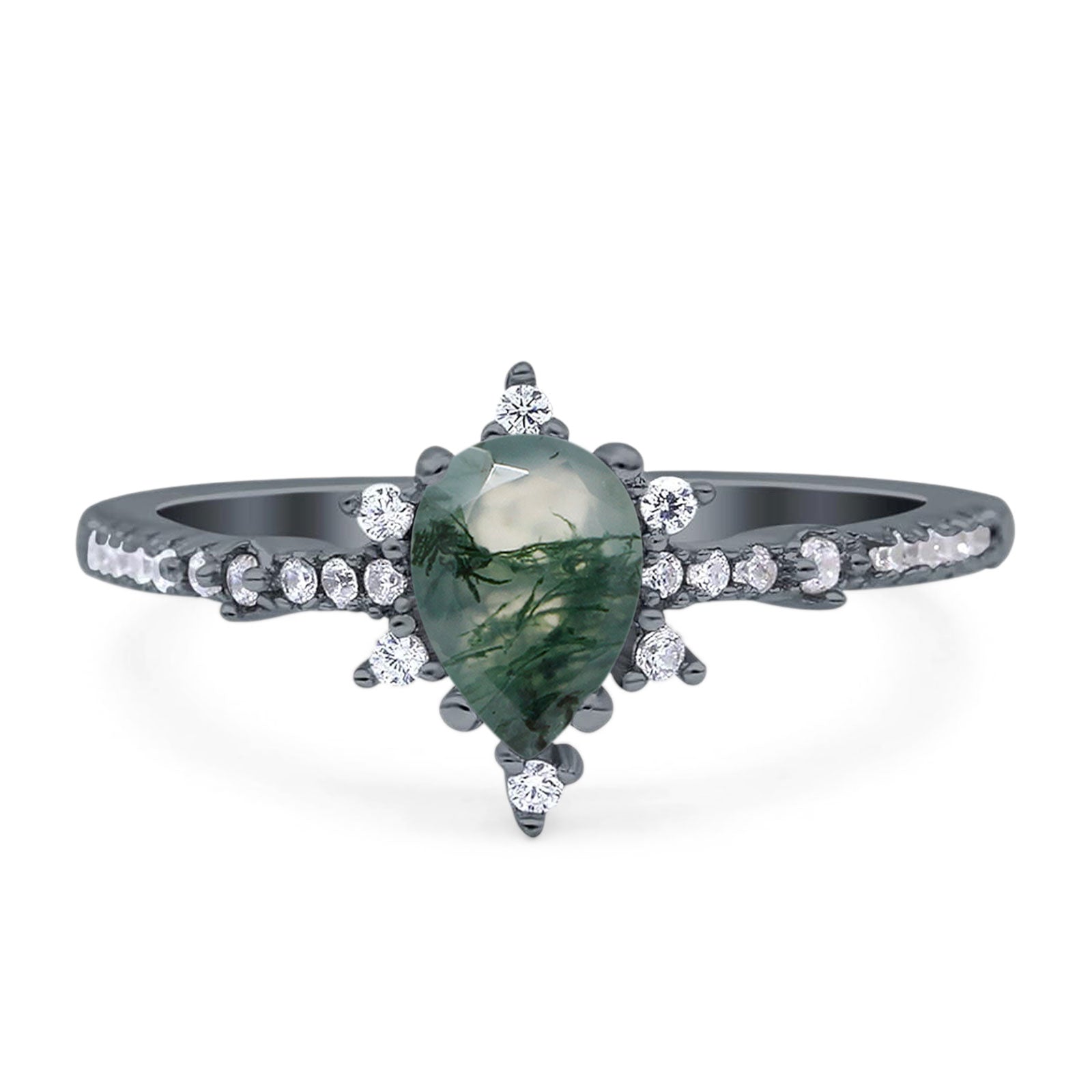 Pear Teardrop Natural Stone Cluster Ring