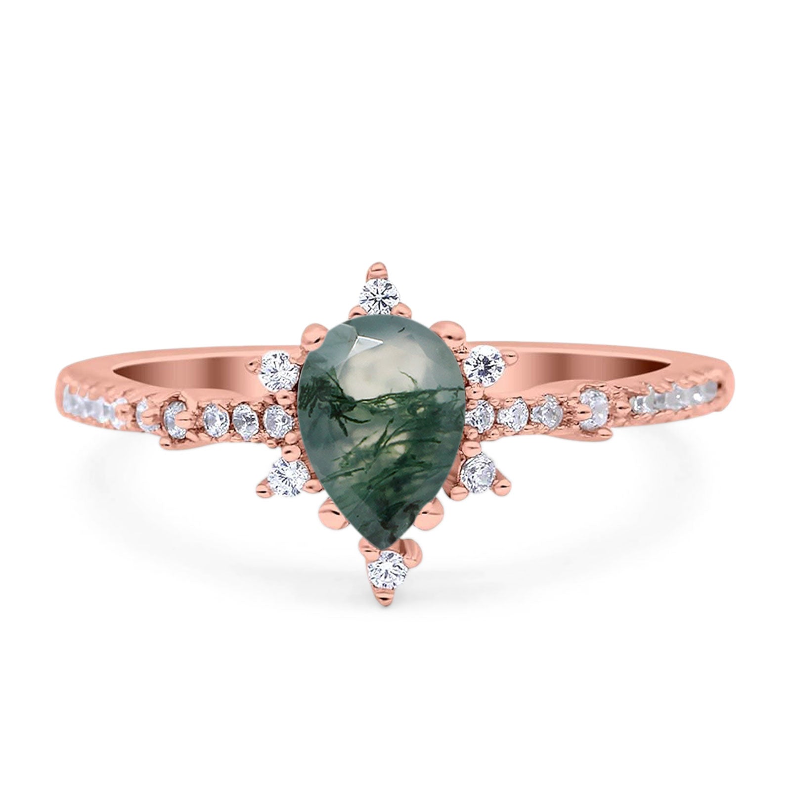 Pear Teardrop Natural Stone Cluster Ring