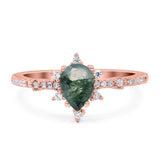 Pear Teardrop Natural Stone Cluster Ring