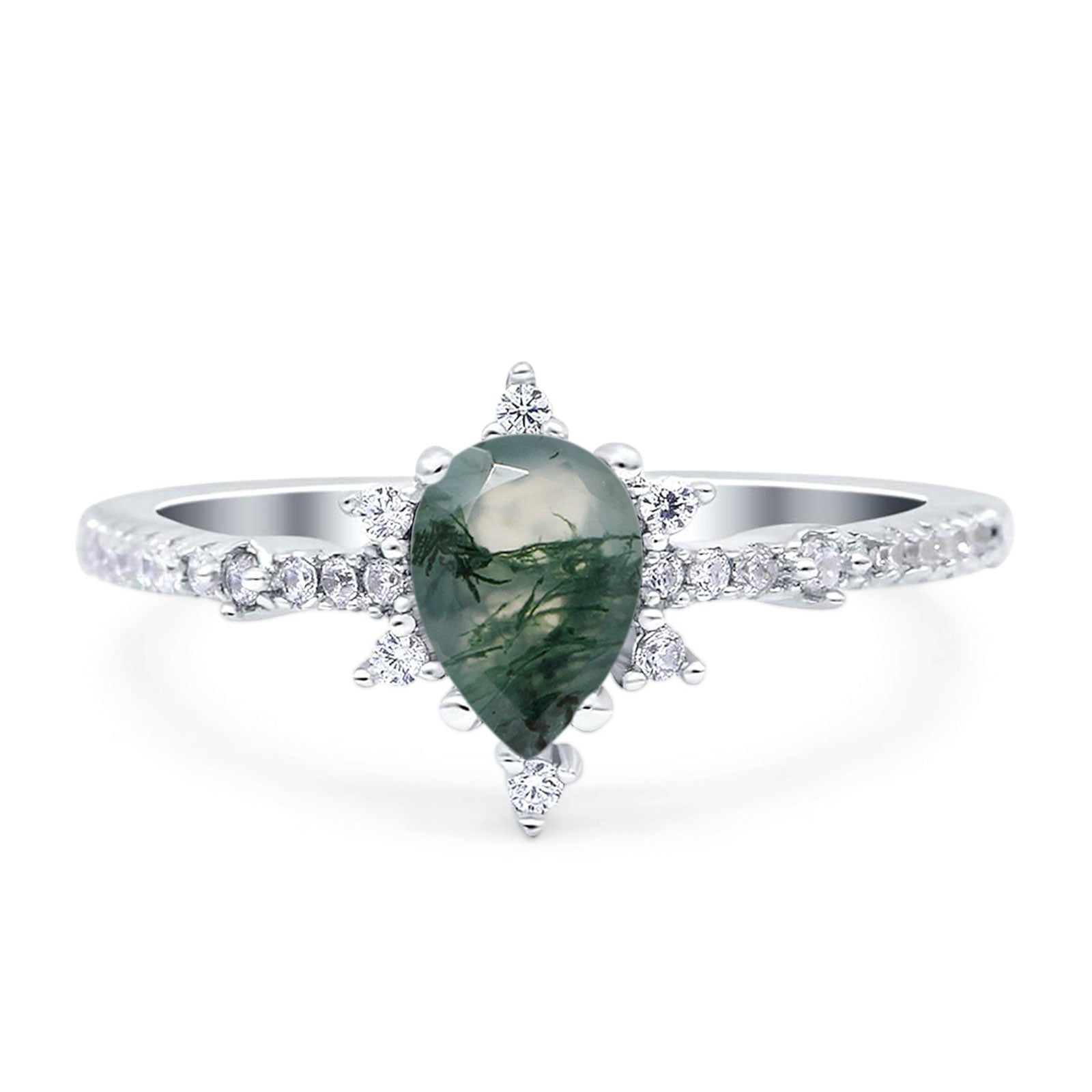 Pear Teardrop Natural Stone Cluster Ring