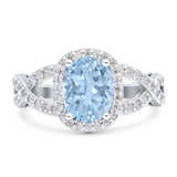 Oval Natural Aquamarine Infinity Twisted Ring 925 Sterling Silver