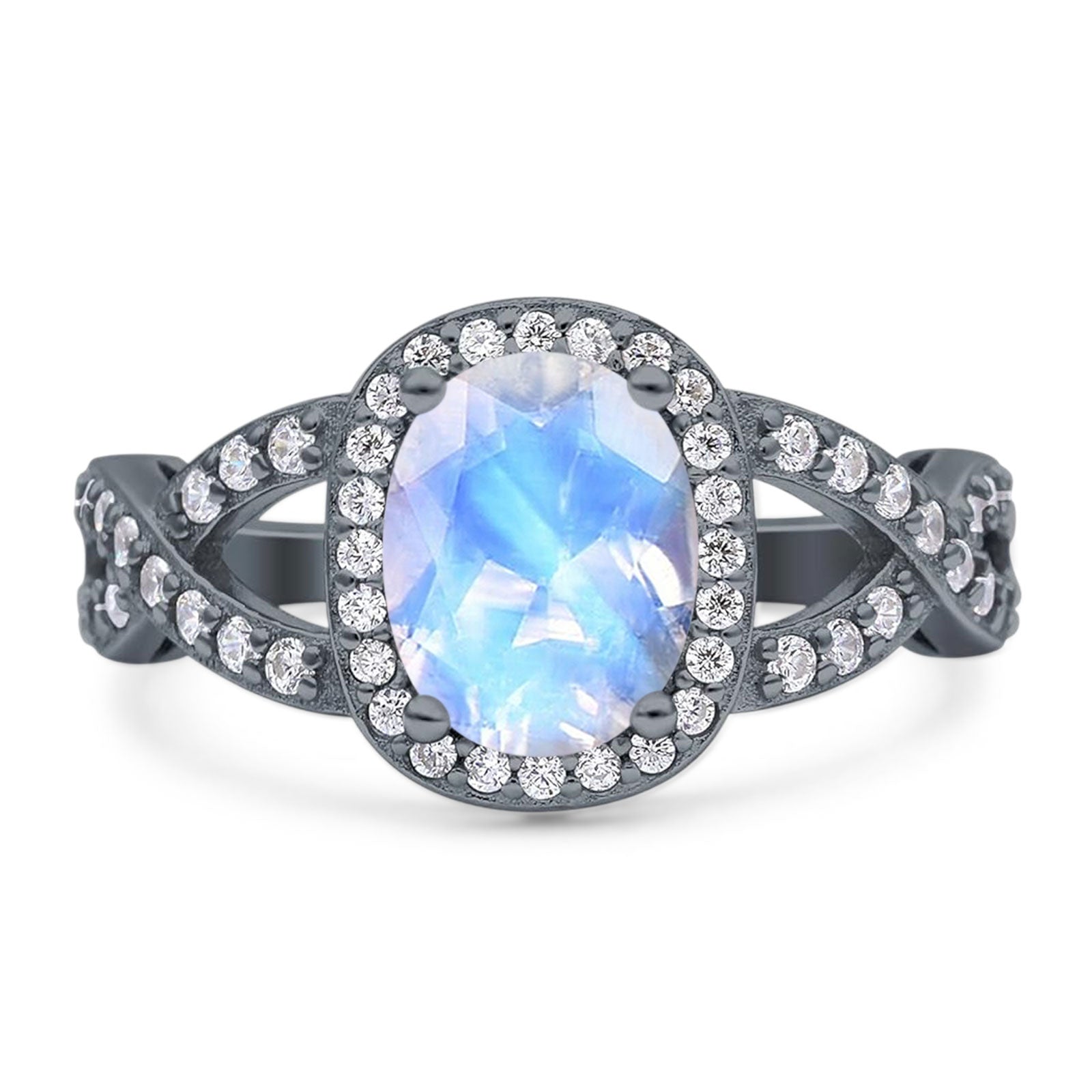 Oval Natural Stone Infinity Twisted Ring