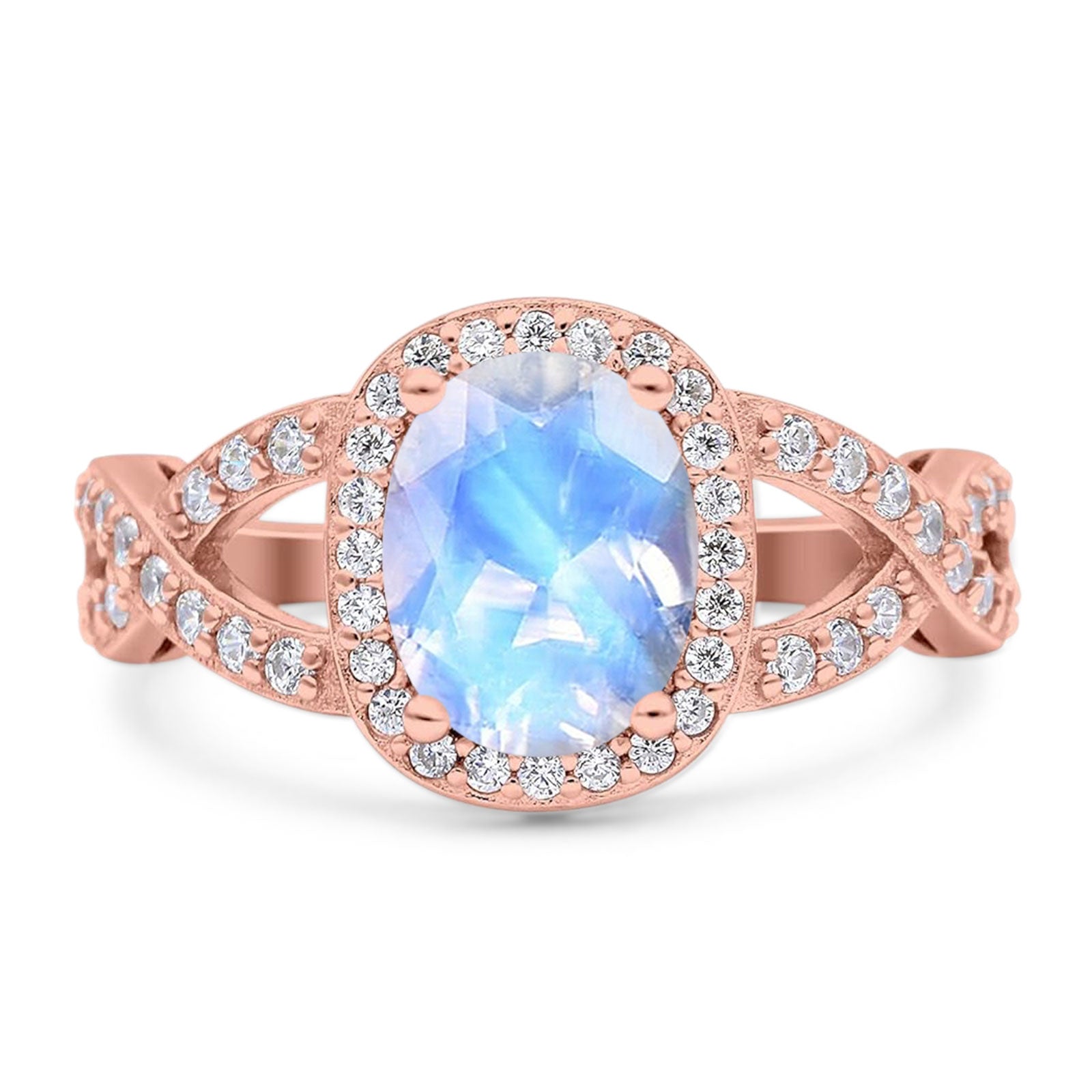 Oval Natural Stone Infinity Twisted Ring