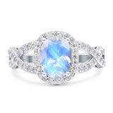 Oval Natural Moonstone Infinity Twisted Ring 925 Sterling Silver