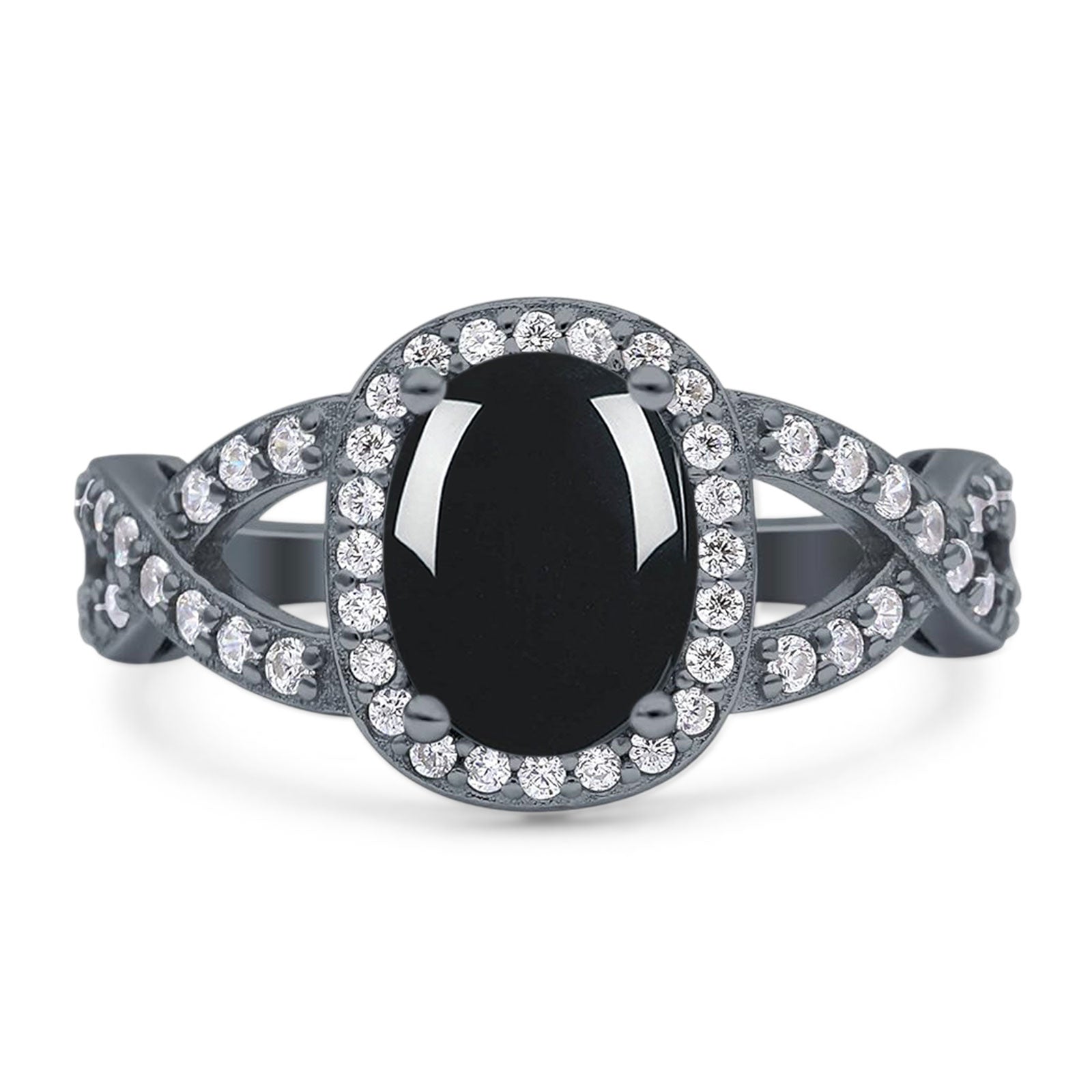 Oval Natural Stone Infinity Twisted Ring