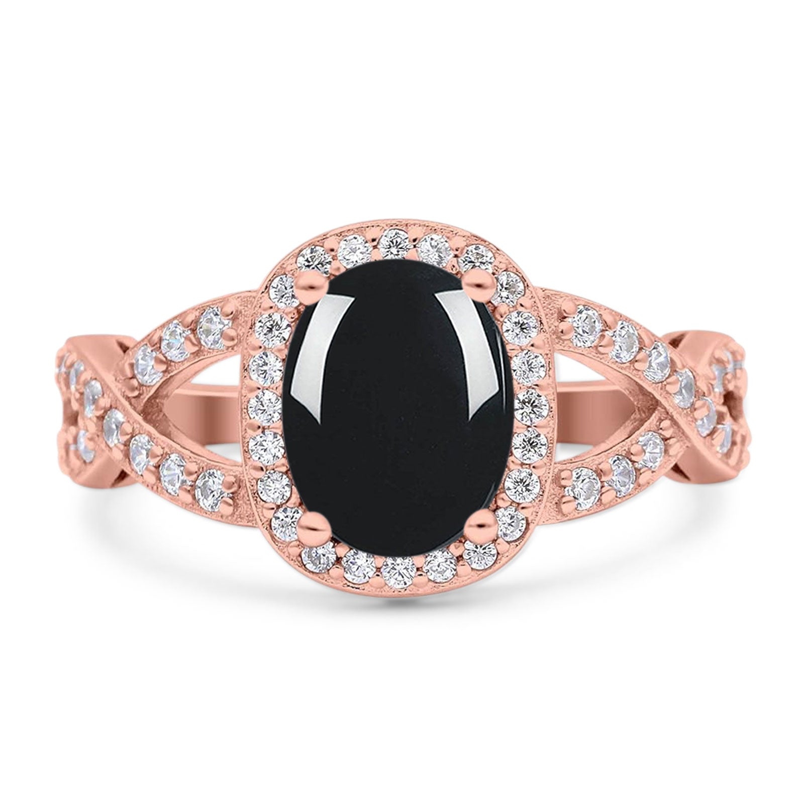 Oval Natural Stone Infinity Twisted Ring
