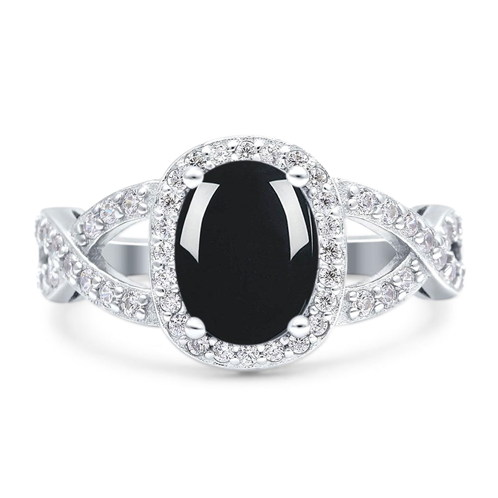 Oval Natural Stone Infinity Twisted Ring