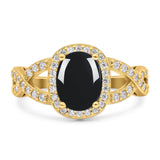 Oval Natural Stone Infinity Twisted Ring