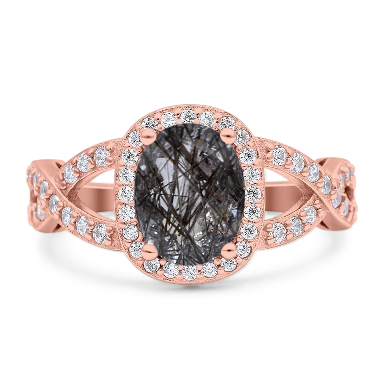 Oval Natural Stone Infinity Twisted Ring