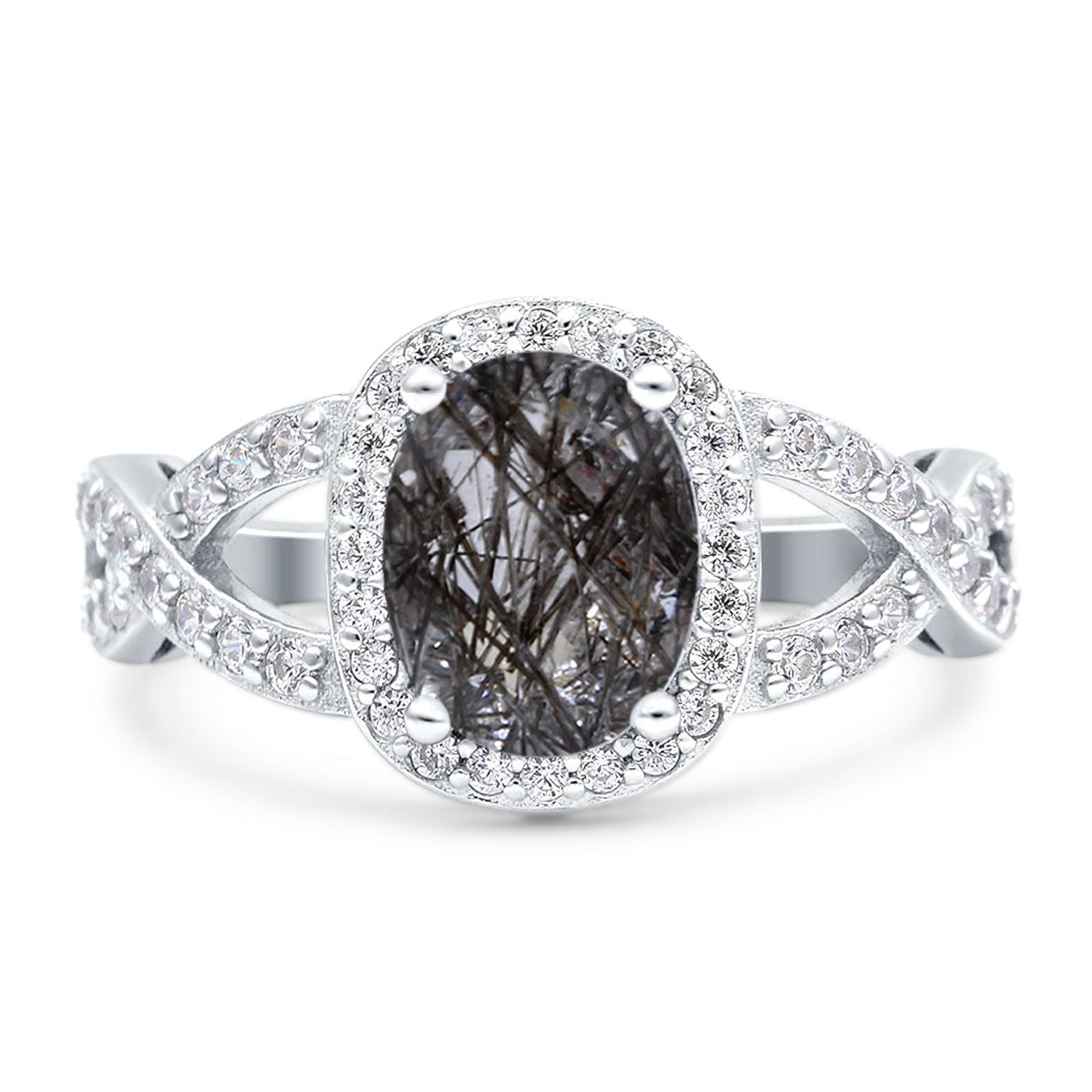 Oval Natural Stone Infinity Twisted Ring