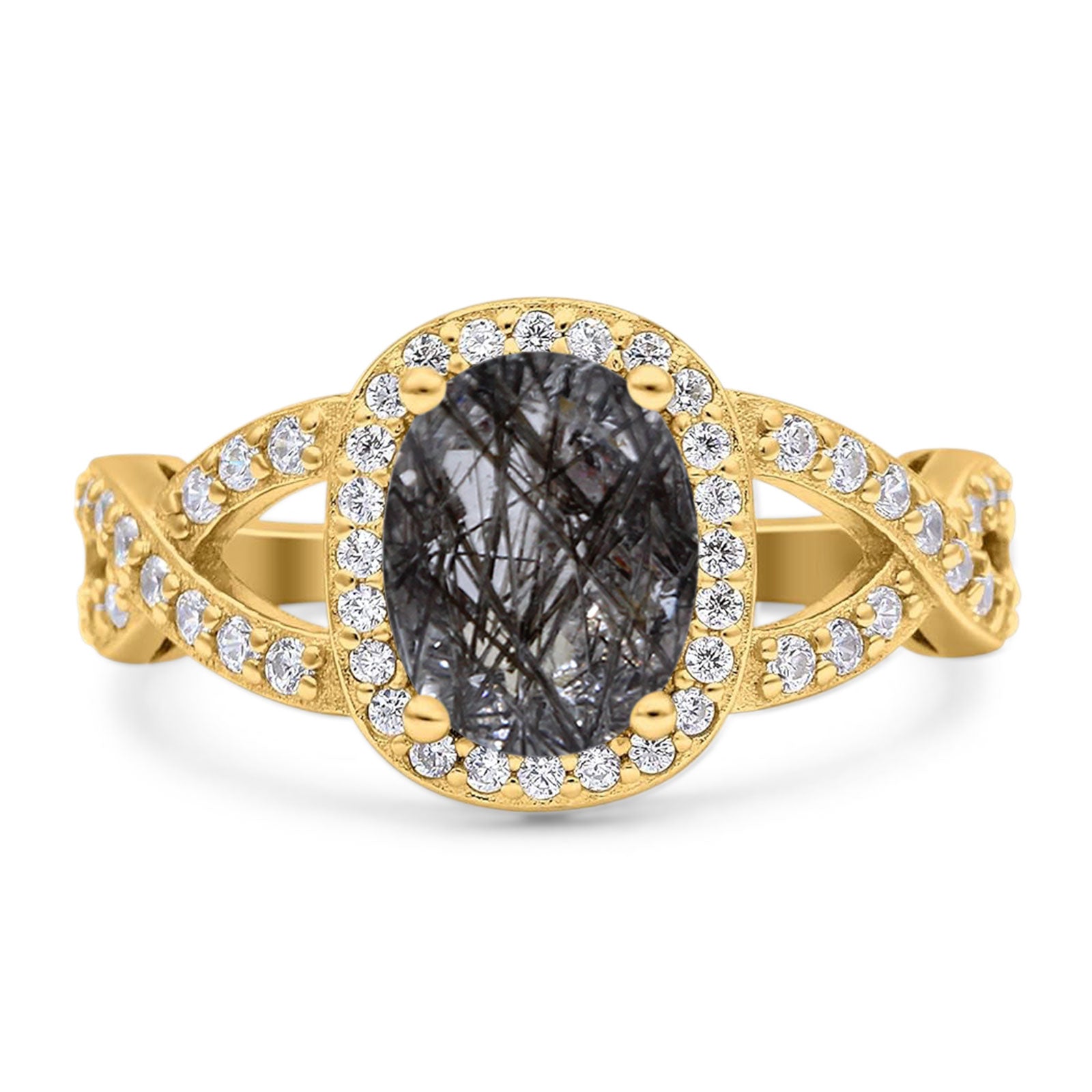 Oval Natural Stone Infinity Twisted Ring