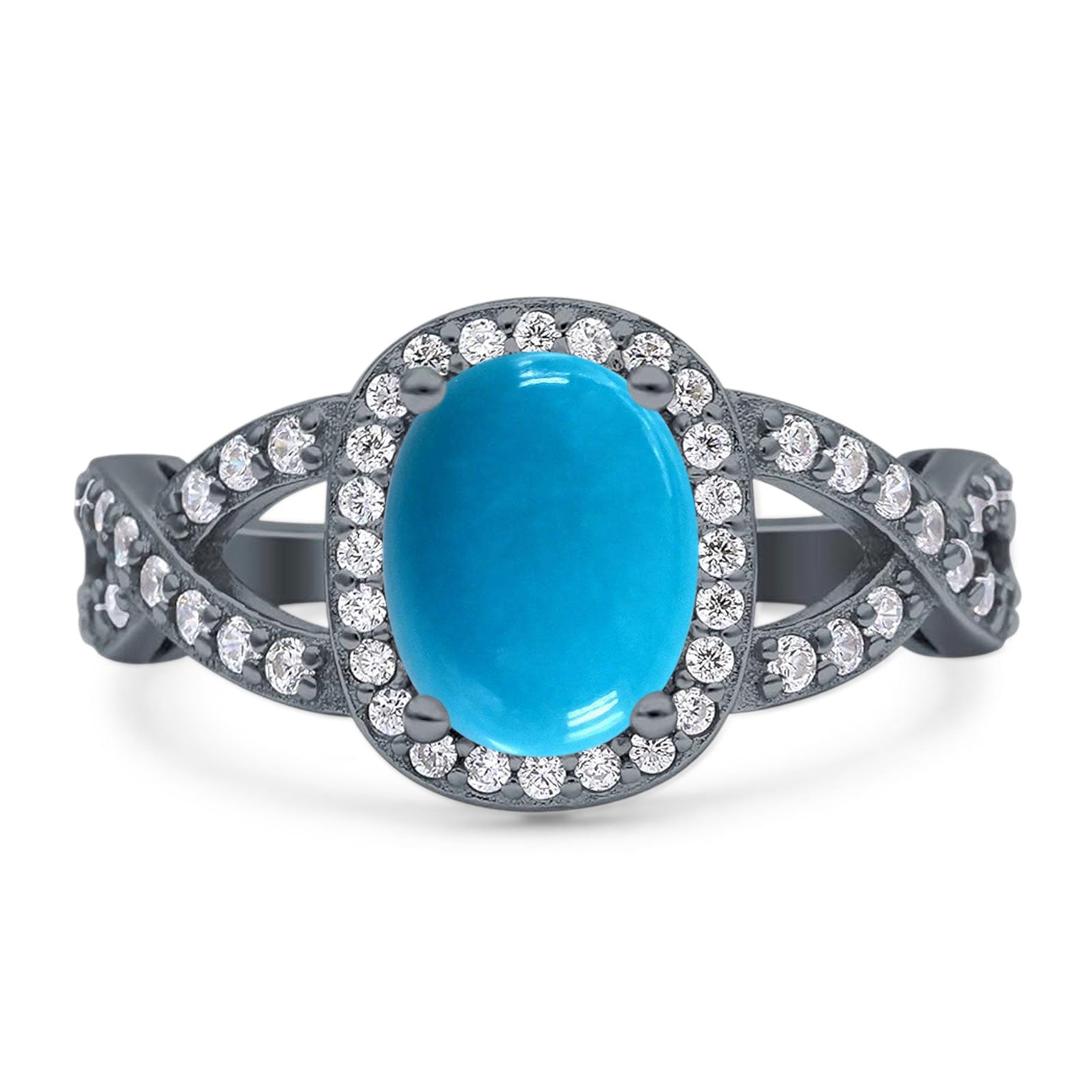 Oval Natural Stone Infinity Twisted Ring