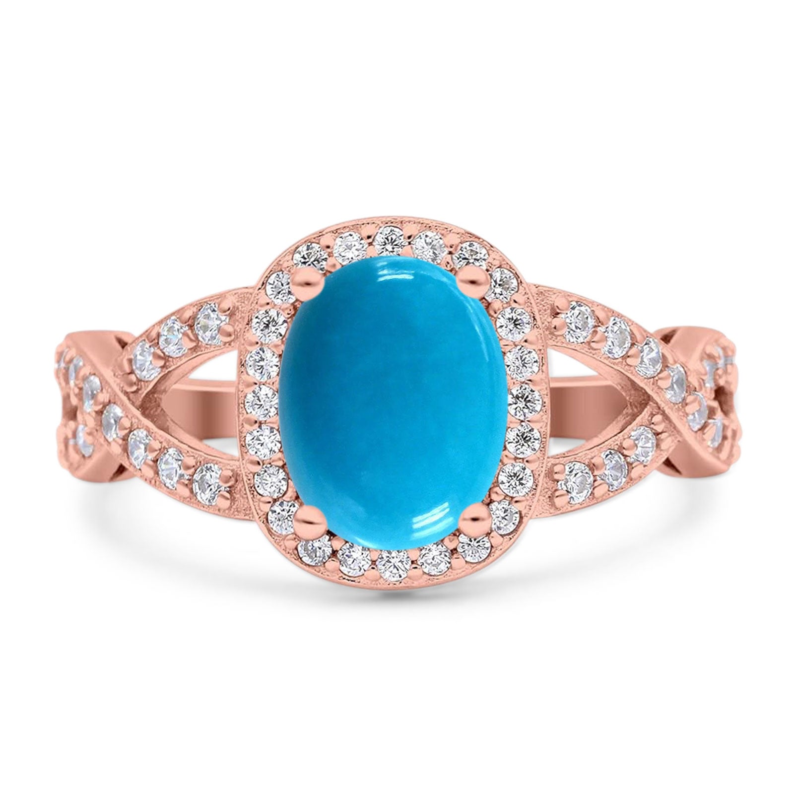 Oval Natural Stone Infinity Twisted Ring