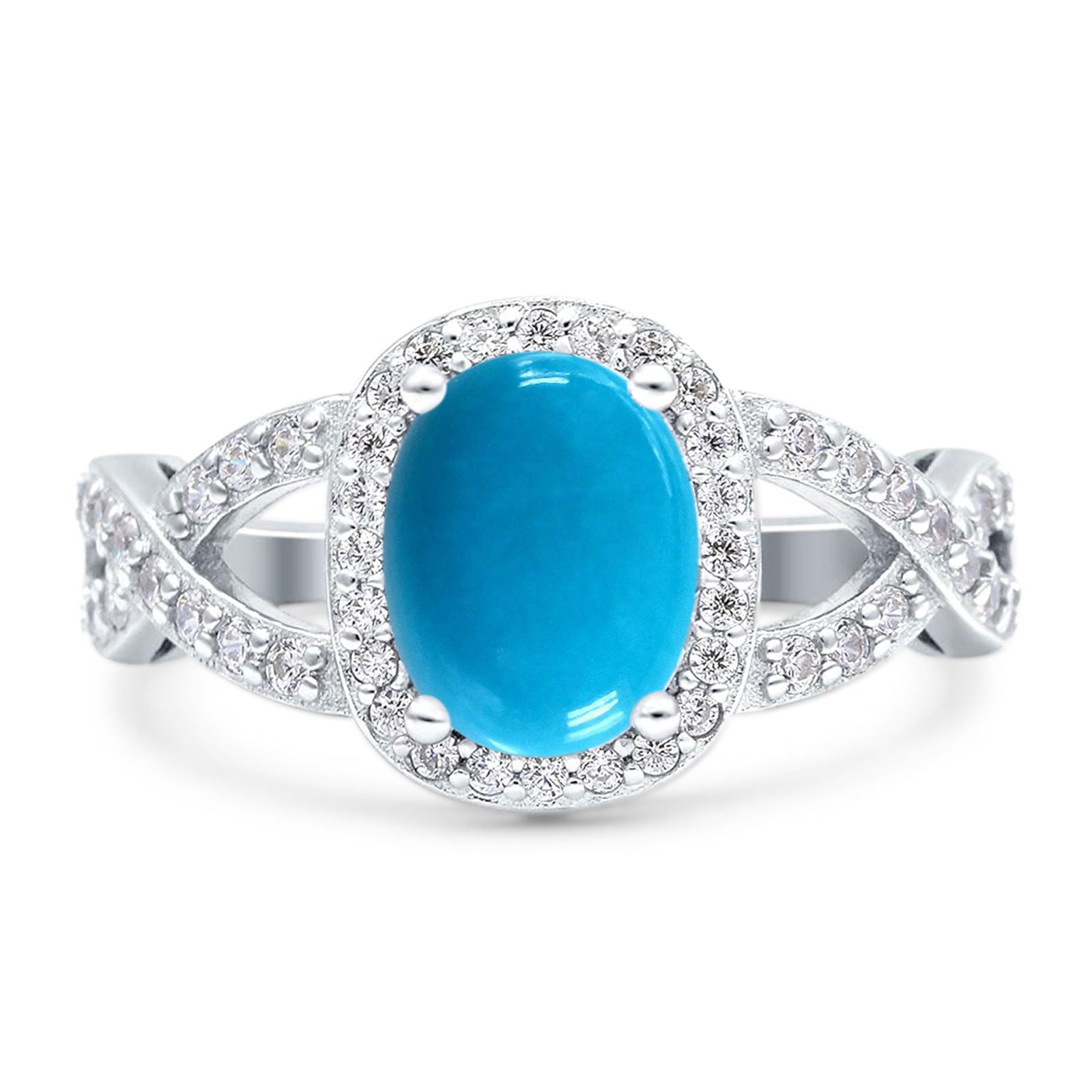 Oval Natural Stone Infinity Twisted Ring