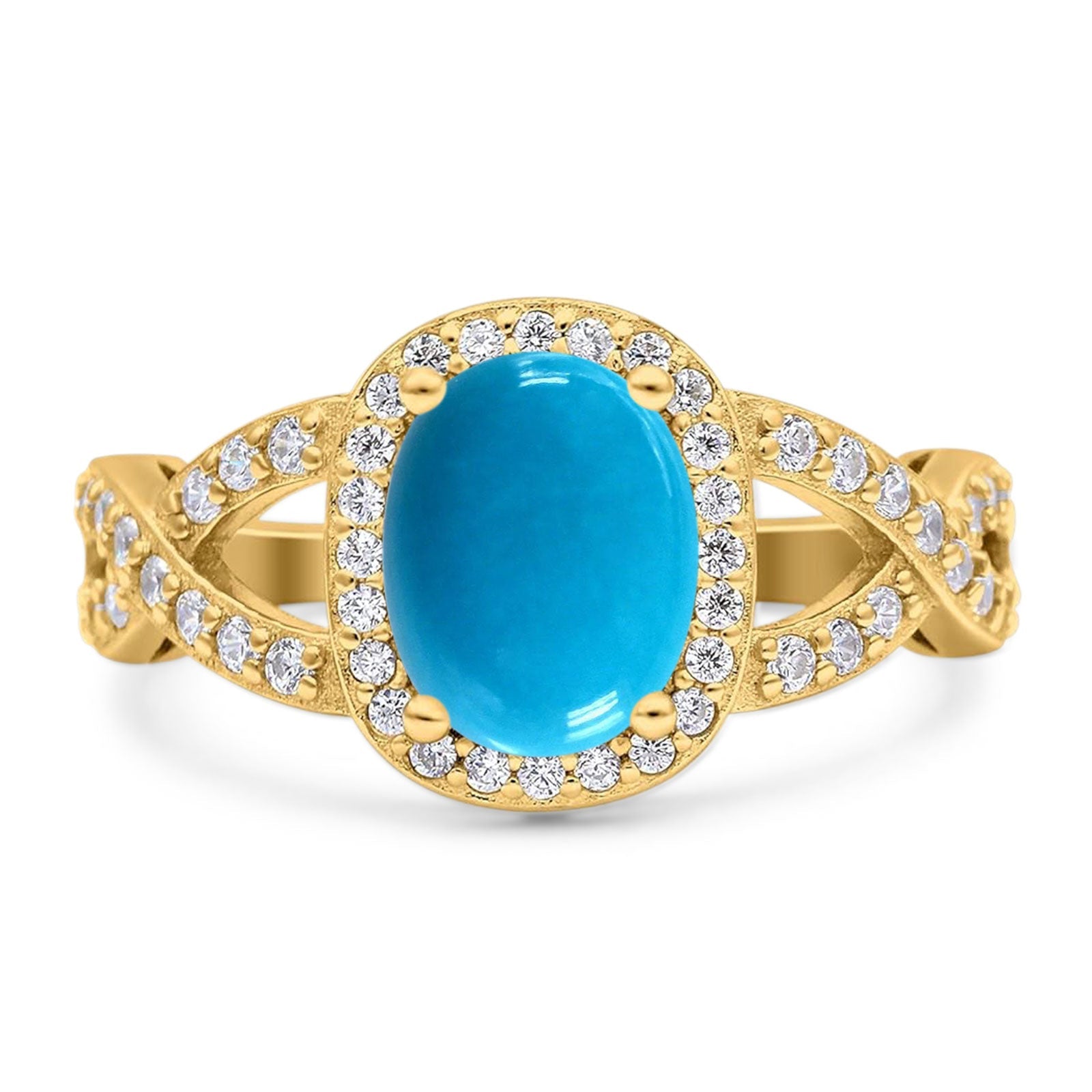 Oval Natural Stone Infinity Twisted Ring