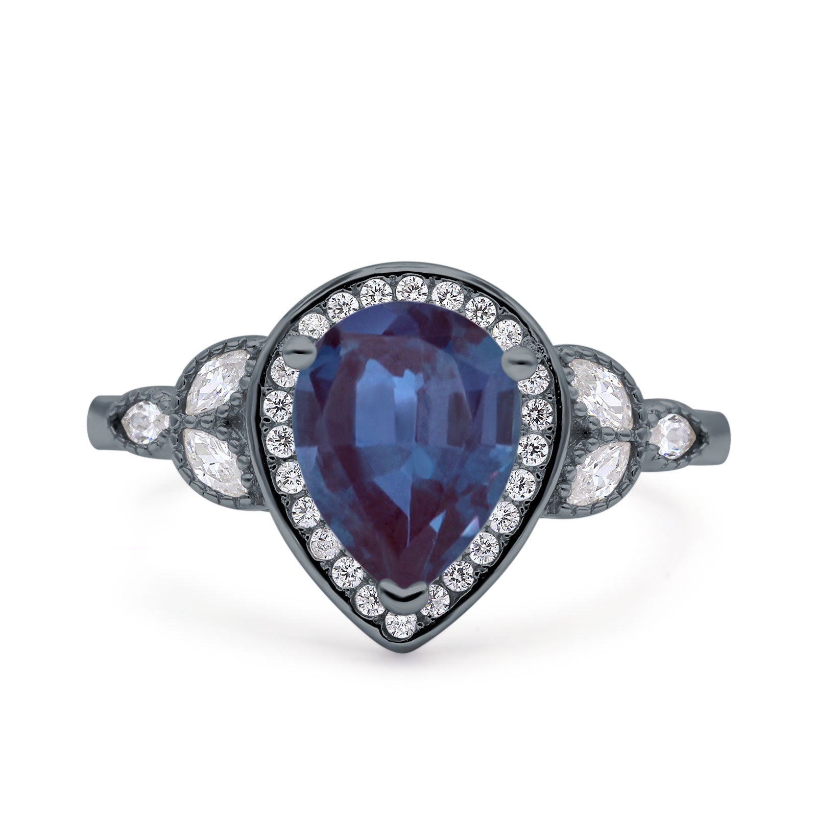 Pear Teardrop Natural Stone Wedding Ring