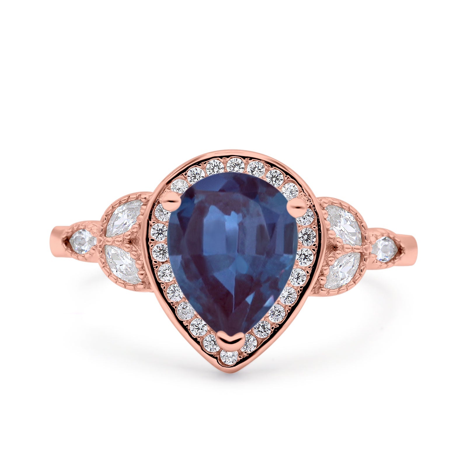 Pear Teardrop Natural Stone Wedding Ring