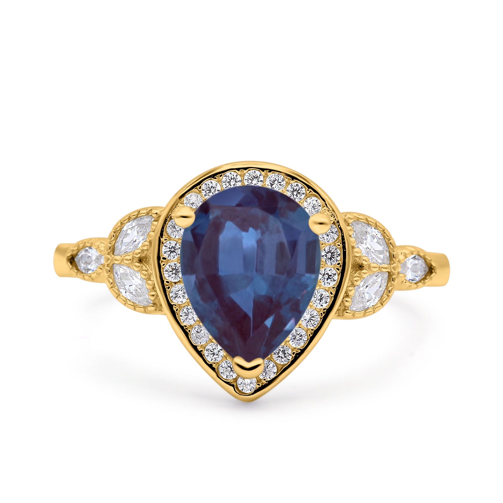 Pear Teardrop Natural Stone Wedding Ring