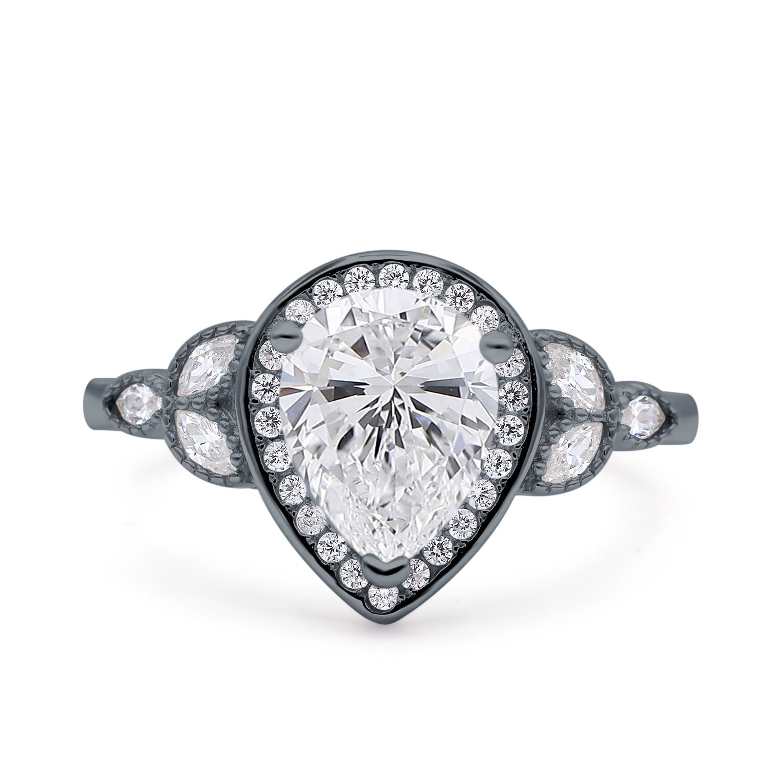 Pear Teardrop Natural Stone Wedding Ring