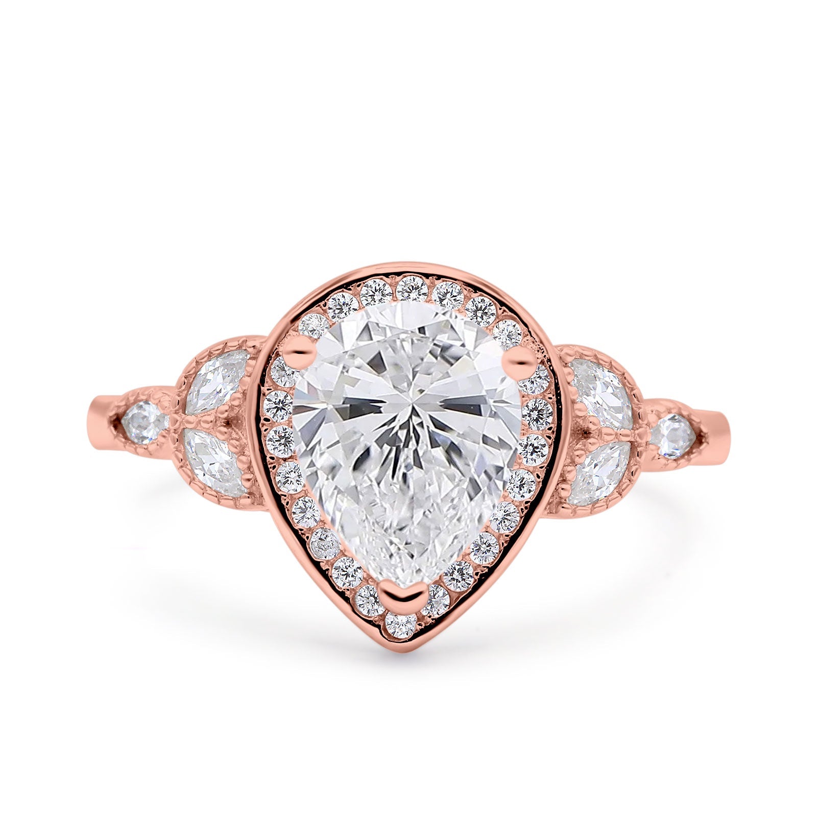 Pear Teardrop Natural Stone Wedding Ring