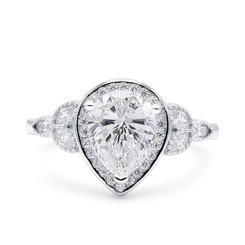 Pear Teardrop Natural Stone Wedding Ring