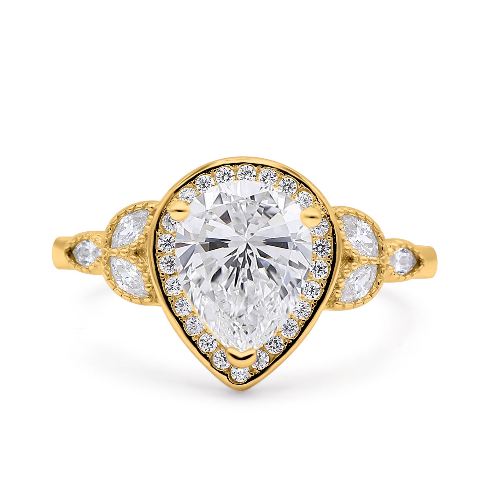 Pear Teardrop Natural Stone Wedding Ring