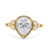 Pear Teardrop Natural Stone Wedding Ring