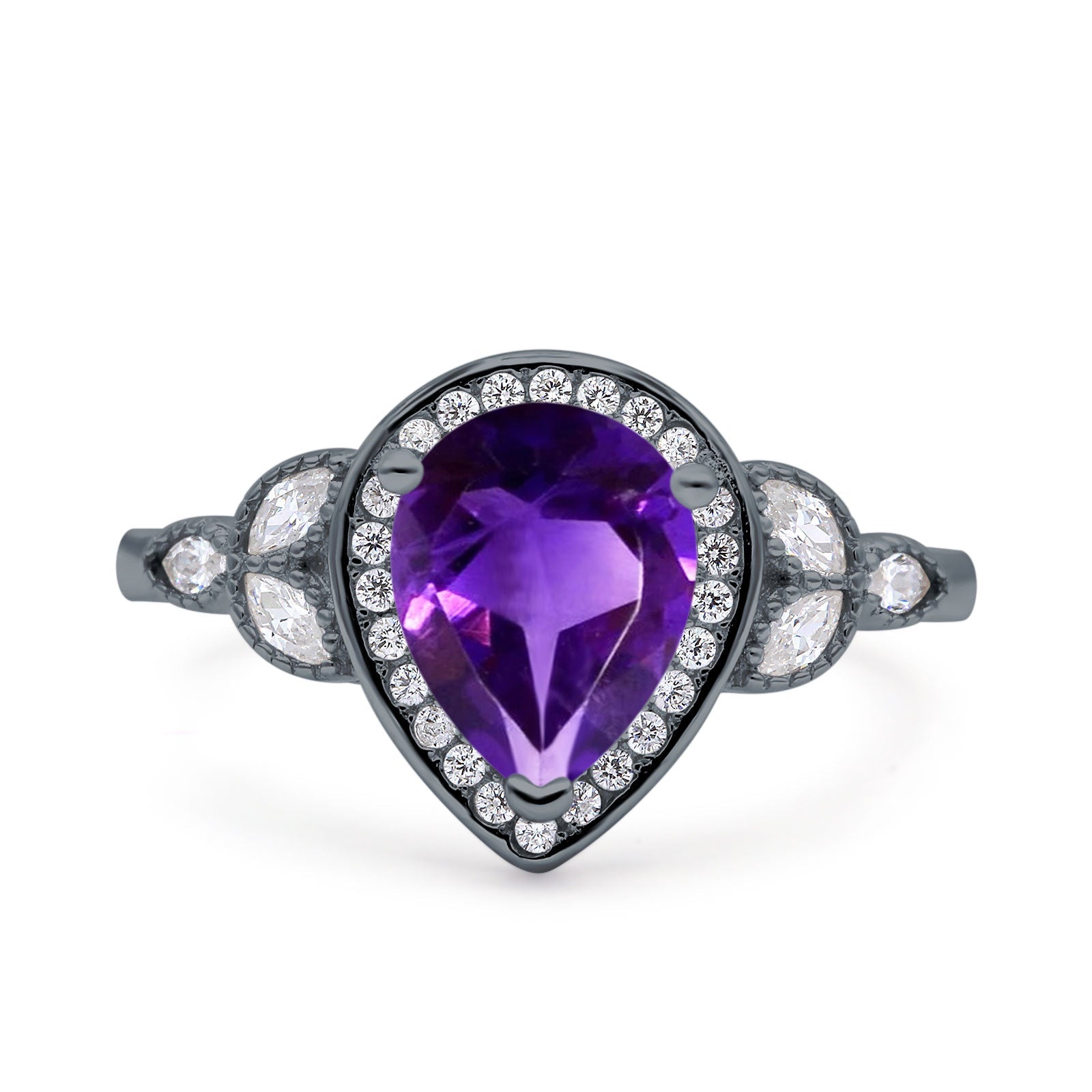 Pear Teardrop Natural Stone Wedding Ring