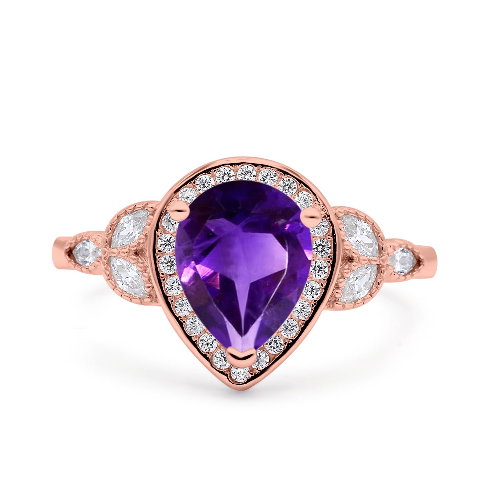 Pear Teardrop Natural Stone Wedding Ring