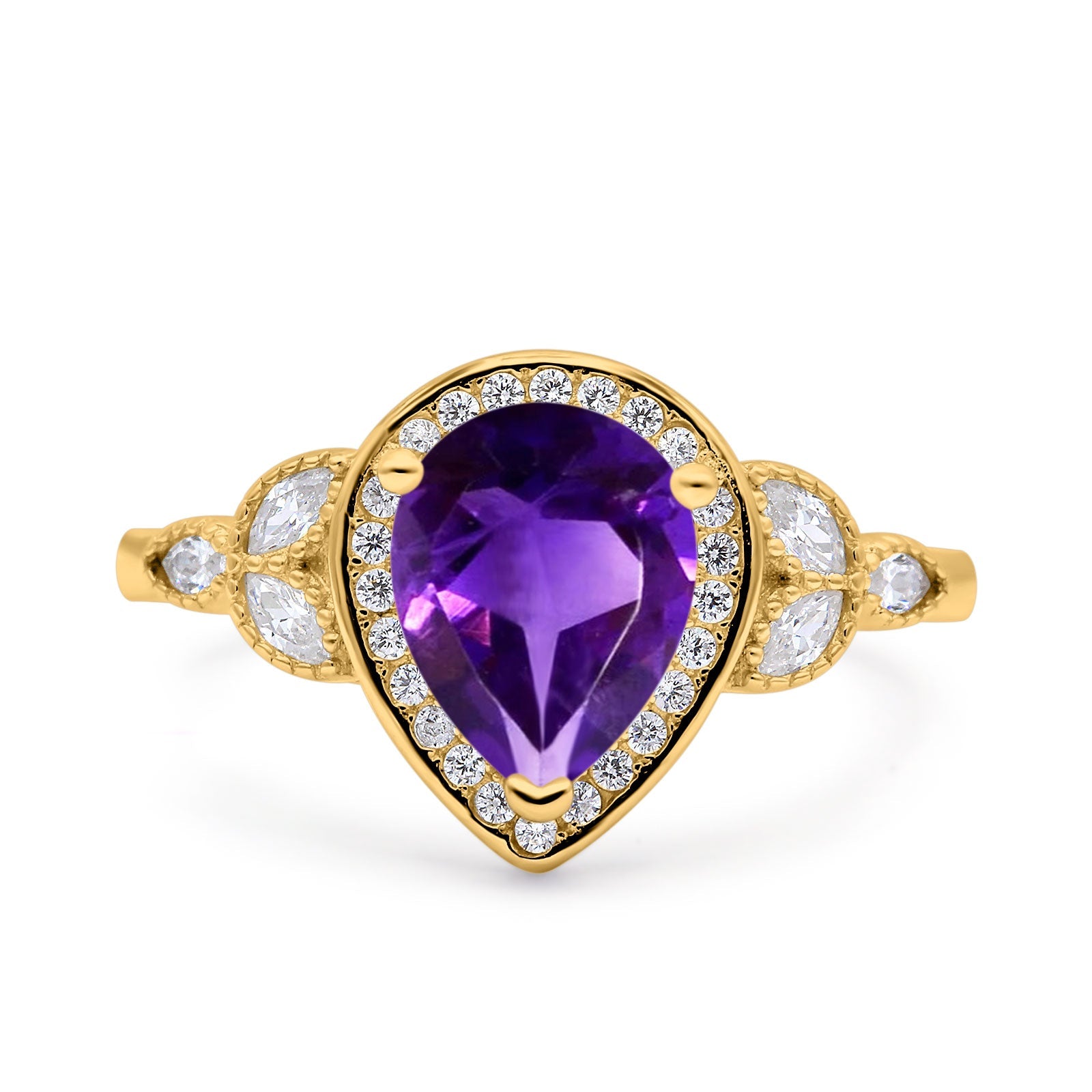 Pear Teardrop Natural Stone Wedding Ring