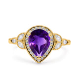 Pear Teardrop Natural Stone Wedding Ring