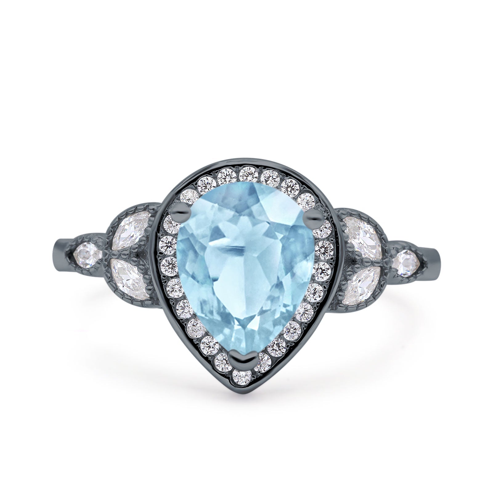 Pear Teardrop Natural Stone Wedding Ring