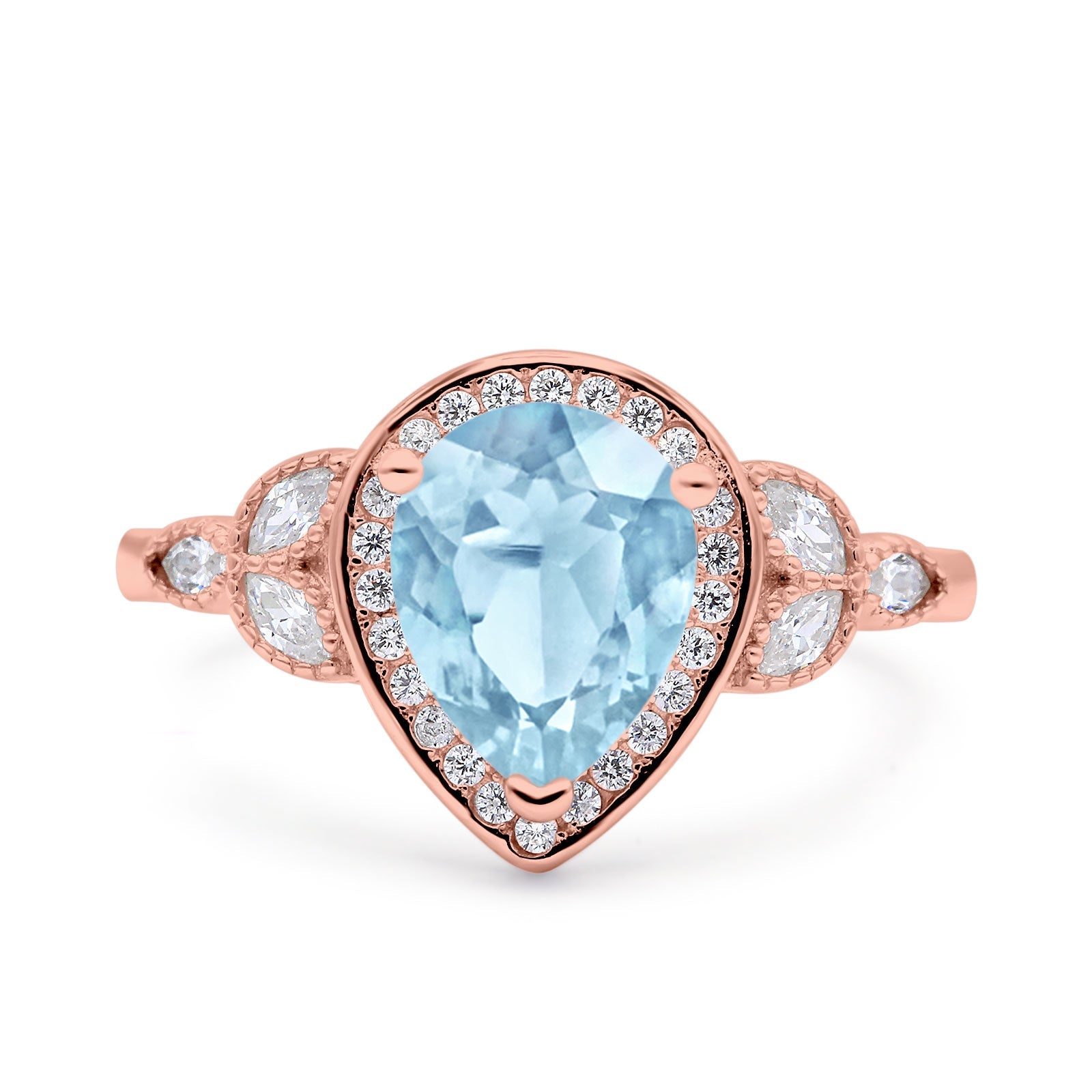 Pear Teardrop Natural Stone Wedding Ring