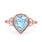 Pear Teardrop Natural Stone Wedding Ring